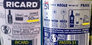2 différences calorías ricard pastis 51