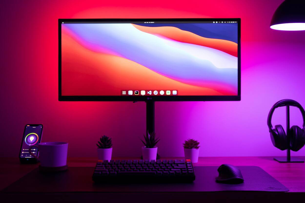 Fondo degradado en una pantalla LED.