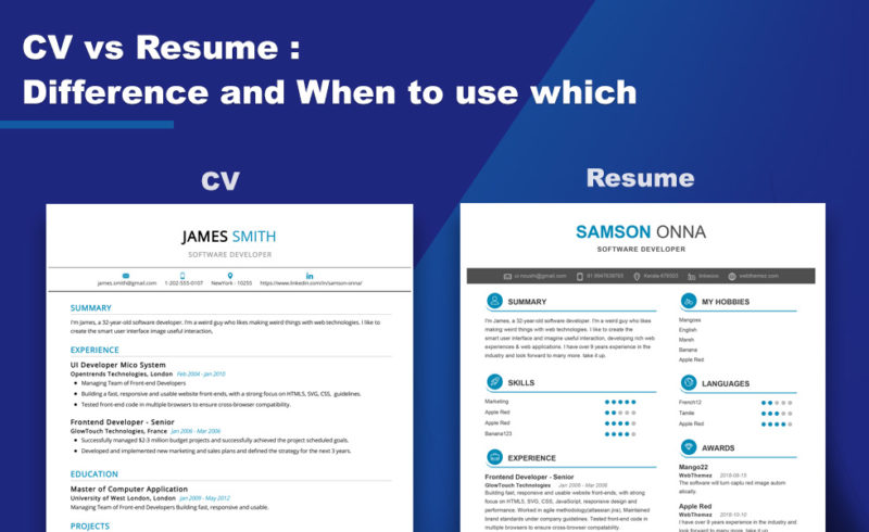 7 diferencias notables entre CV y ​​currículum