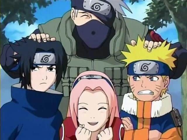 Equipo 7 (Kakashi, Naruto, Sasuke y Sakura) en Naruto