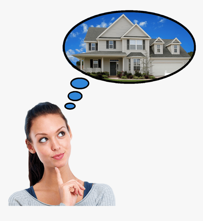 Una mujer pensando en la apariencia de su futuro hogar.