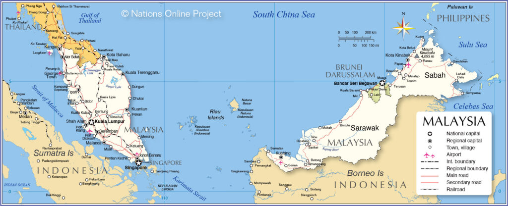 mapa de malasia