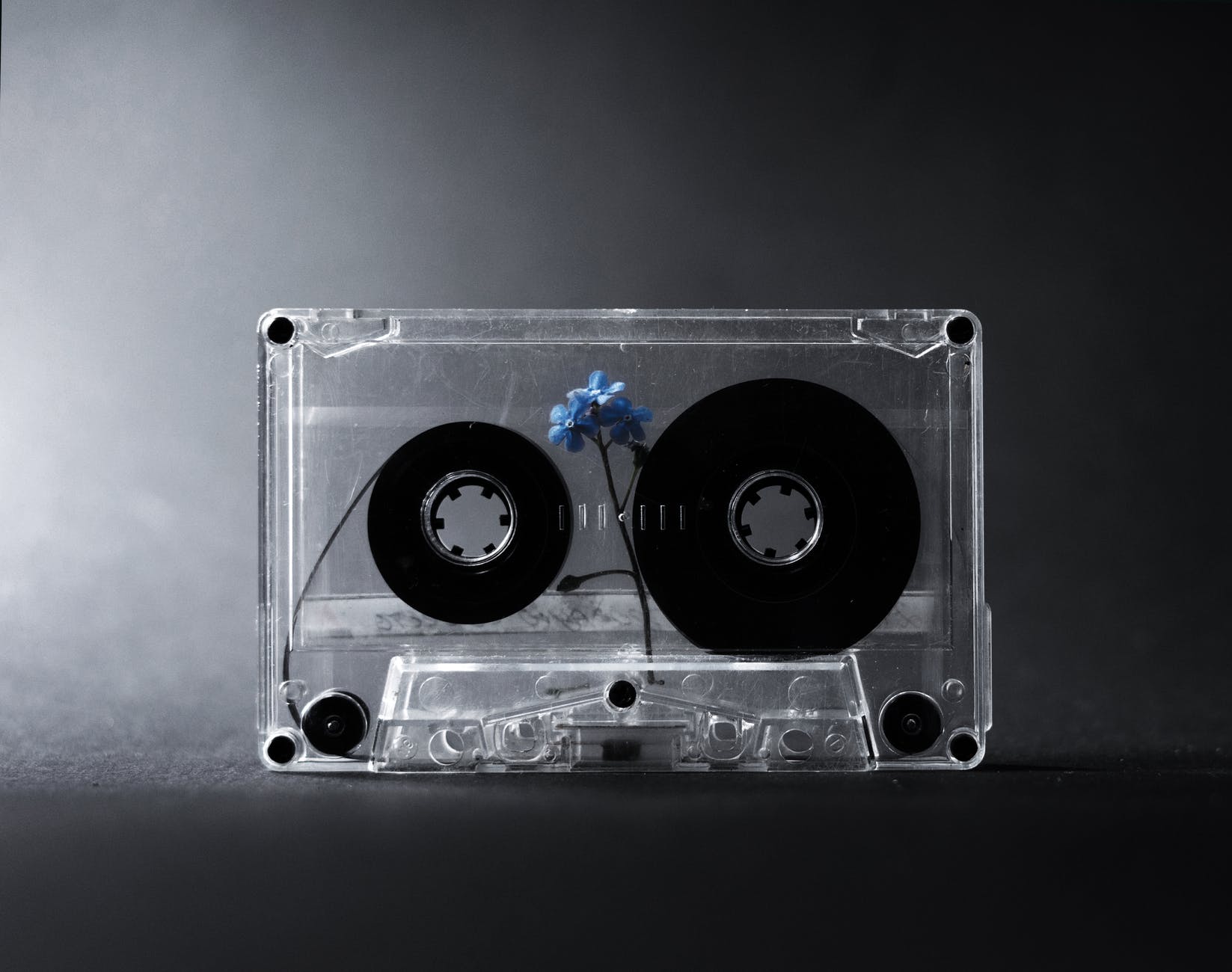 Mixtapes VS Albums (Comparar y contrastar) – Todas las diferencias Un casete transparente con una flor dentro.