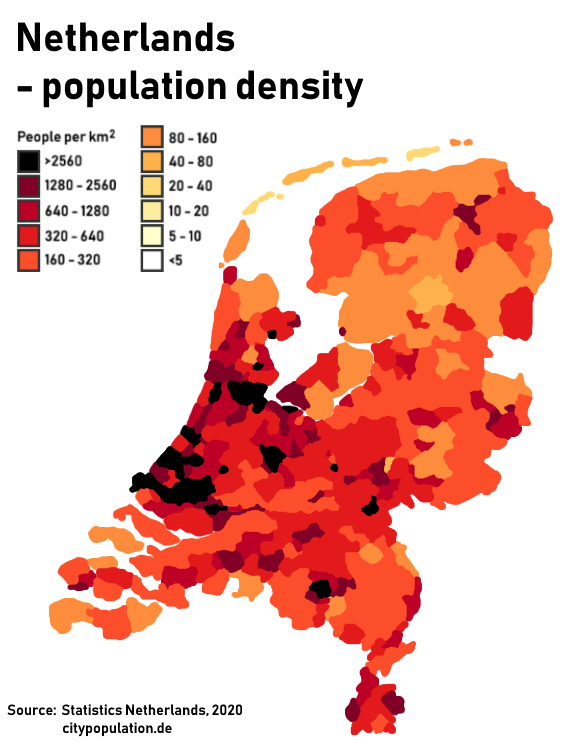 densidad de población de Holanda