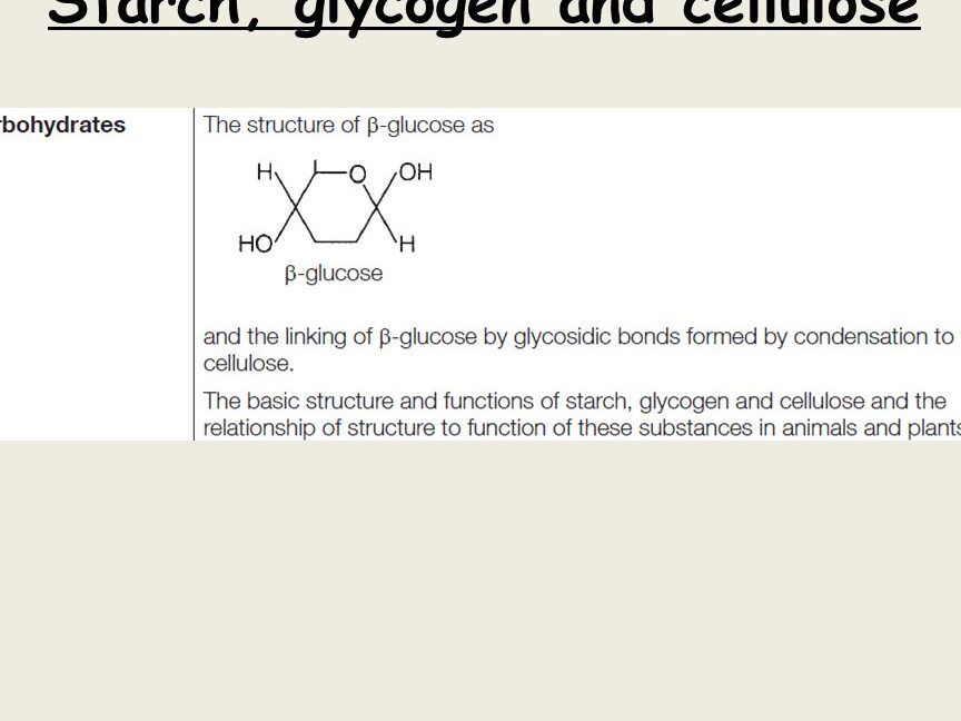 8 Diferencia básica entre celulosa, almidón y glucógeno