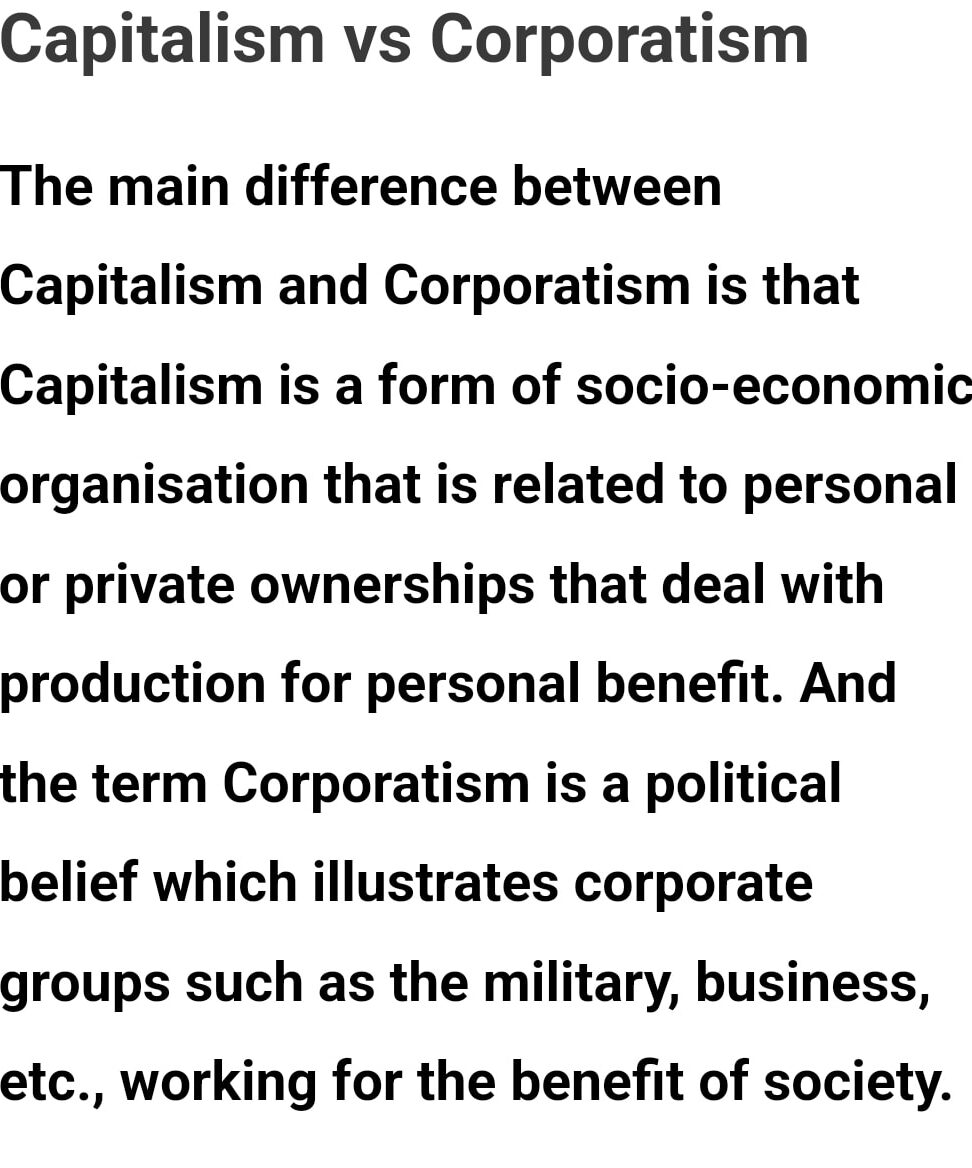 Capitalismo versus corporativismo (diferencia explicada): todas las diferencias